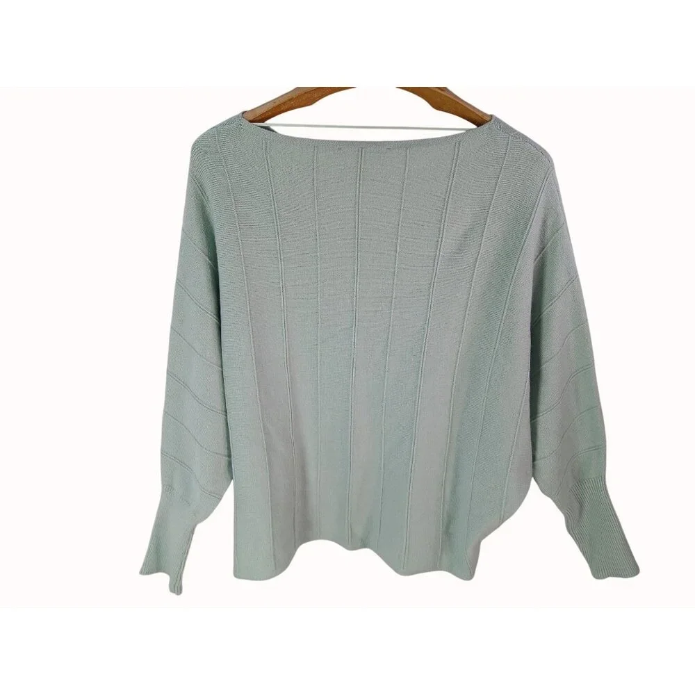 Magaschoni Womens Mint Green Ribbed Knit Dolman Sleeve Sweater 1X Slouchy Cozy - Picture 6 of 9